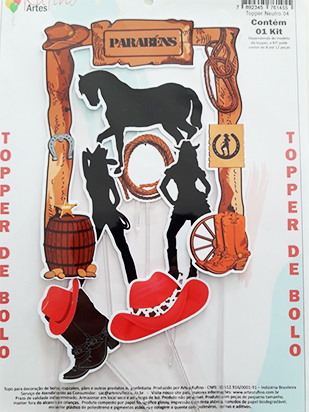 Oblee Marketplace  Topo Topper de Bolo Personalizado Cowgirl