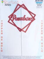 Topo de Bolo Quadrado Eva Glliter Vermelho