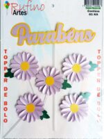 Topo de Bolo Margarida 3D Lilás