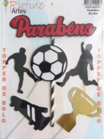 Topo de Bolo Futebol 3D Vermelho