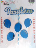 Topo de Bolo Balão 3D Azul
