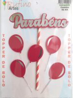 Topo de Bolo Balão 3D Vermelho