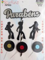 Topo de Bolo Discoteca 3D