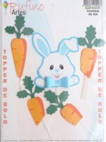 Topo de Bolo Coelho Páscoa 3D Azul