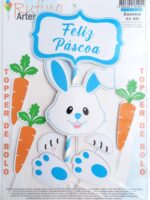 Topo de Bolo Coelho Páscoa Patinha Azul