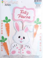 Topo de Bolo Coelho Páscoa Patinha Rosa