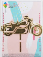 Topo de Bolo Acrílico Espelhado Moto