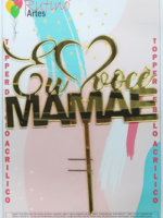 Eu Amo Mamãe Acrílico Espelhado Dourado