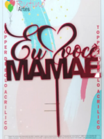 Eu Amo Mamãe Acrílico Espelhado Vermelho