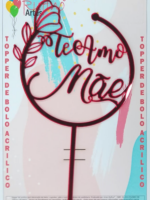 Te Amo Mãe Acrílico Espelhado Vermelho