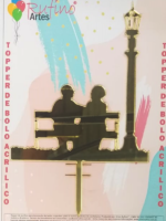 Namorados 3 Idade Acrílico Dourado Espelhado