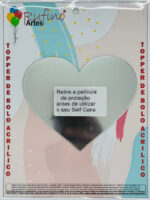 Self Cake Acrilico Prata Coração 15cm