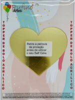 Self Cake Acrilico Dourado Coração 10cm
