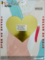 Self Cake Acrilico Dourado Coração 15cm