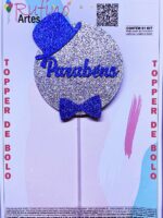 Topo de Bolo Círculo Chapéu EVA Azul