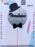 Topo de Bolo Círculo Chapéu EVA Preto