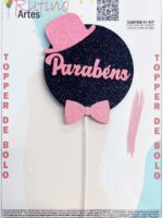 Topo de Bolo Círculo Chapéu EVA Rosa