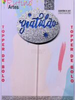Topo de Bolo Gratidão EVA Fundo Azul