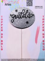 Topo de Bolo Gratidão EVA Fundo Preto