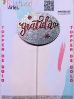 Topo de Bolo Gratidão EVA Fundo Vermelho