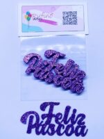 Aplique Feliz Páscoa EVA Lilás - 10x5cm - Pct 06 Und