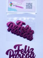 Aplique Feliz Páscoa EVA Pink - 10x5cm - Pct 06 Und