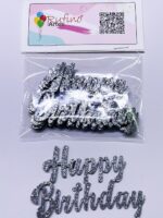 Aplique Happy Birthday EVA Prata - 08x05cm - Pct 04 Und