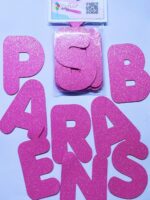 Aplique Kit Parabéns Letras EVA Rosa - 10cm - Pct 08 Letras