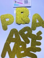 Aplique Kit Parabéns Letras EVA Dourado - 10cm - Pct 08 Letras