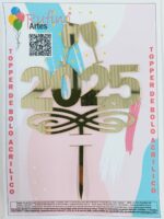 Topo de Bolo Acrílico Espelhado Ano Novo