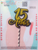 Topo de Bolo 15 Anos EVA Dourado