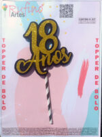 Topo de Bolo 18 Anos EVA Dourado