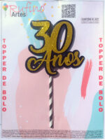 Topo de Bolo 30 Anos EVA Dourado