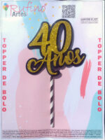 Topo de Bolo 40 Anos EVA Dourado