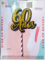 Topo de Bolo 60 Anos EVA Dourado