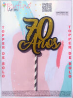 Topo de Bolo 70 Anos EVA Dourado