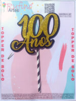 Topo de Bolo 100 Anos EVA Dourado
