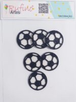 Aplique Bola Futebol em EVA - Branco/Preto - 4,5 cm - Pct 06 Und