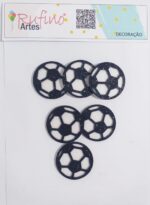Aplique Bola Futebol em EVA - Branco/Preto - 4,5 cm - Pct 06 Und