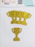 Aplique Taça em EVA - Dourado - 6,5x5cm - Pct 10 Und