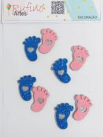 Aplique Revelação em EVA - Azul/Rosa - 3,0x4,5cm - Pct 08 Und