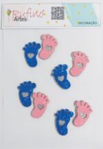 Aplique Revelação em EVA - Azul/Rosa - 3,0x4,5cm - Pct 08 Und