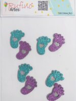 Aplique Revelação em EVA - Lilás/Verde - 3,0x4,5cm - Pct 08 Und