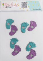 Aplique Revelação em EVA - Lilás/Verde - 3,0x4,5cm - Pct 08 Und