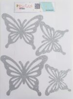 Borboleta em TNT - Modelo 02 - Prata - 20x16cm - Pct 04 Und