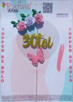 Topo de Bolo Flutuante 30Tei - Flores