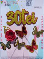 Topo de Bolo 30Tei Eva Com Flor Vermelha