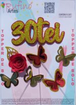 Topo de Bolo 30Tei Eva Com Flor Vermelha