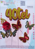 Topo de Bolo 40Tei Eva Com Flor Vermelha