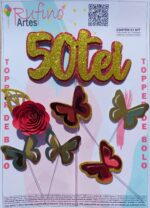 Topo de Bolo 50Tei Eva Com Flor Vermelha